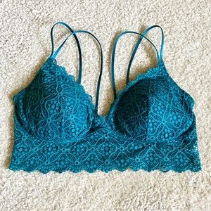 Auden Teal Cross Strap Lace Bralette | Women | XL